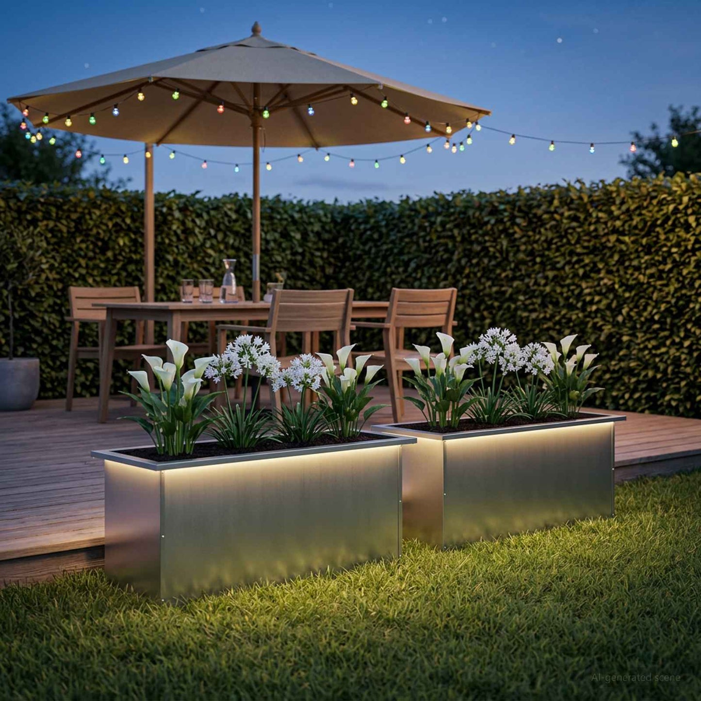 Sodo vazonas su LED 2 vnt. Sidabrinė 40 x 80 x 40 cm
