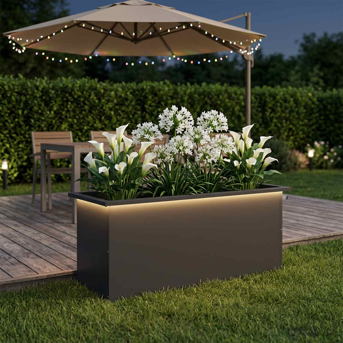 Sodo vazonas su LED Juoda 40 x 100 x 40 cm Plienas