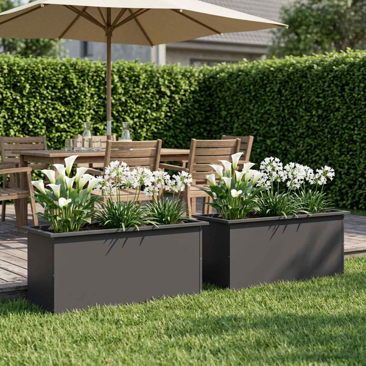 Sodo vazonas su LED 2 vnt. Juoda 40 x 100 x 40 cm Plienas