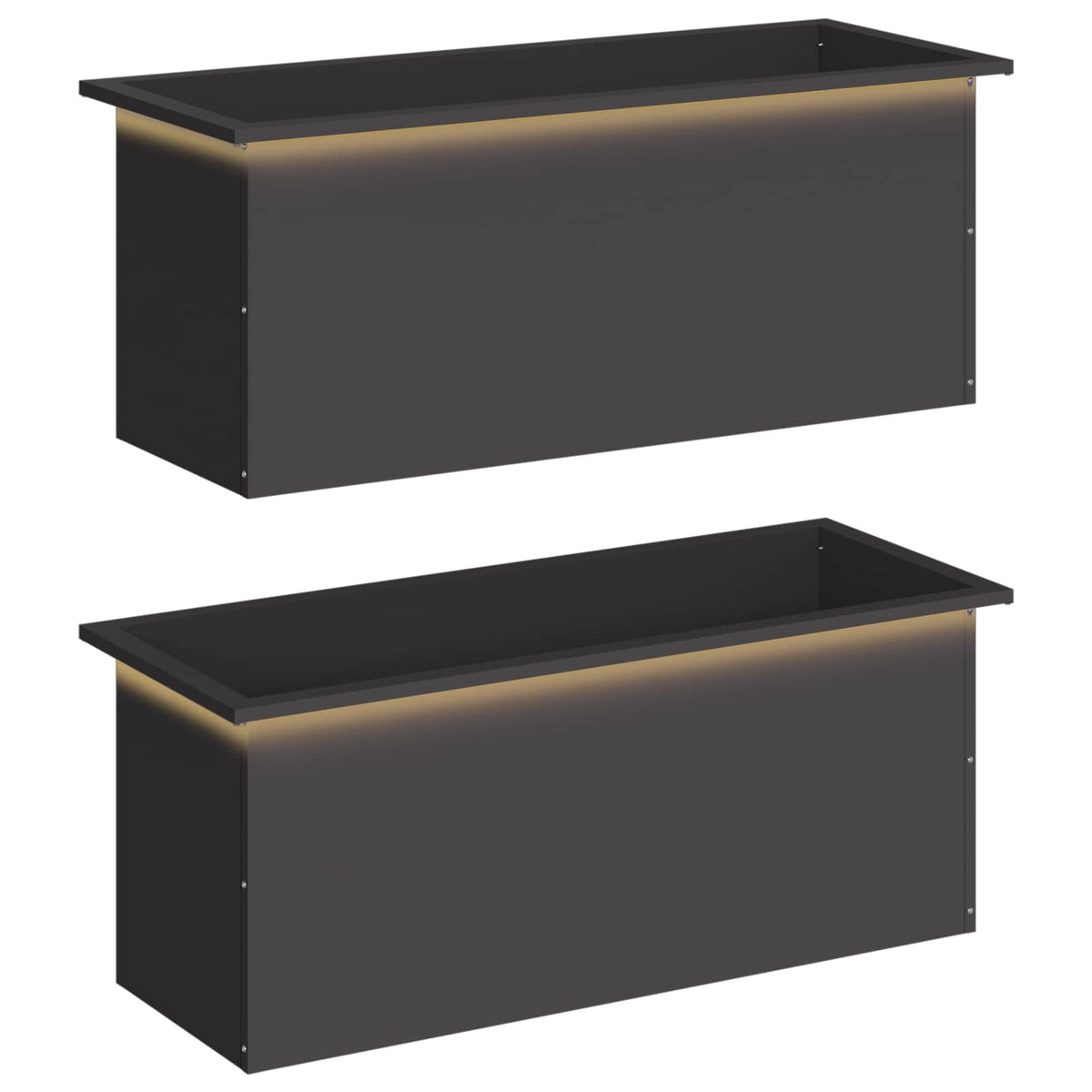 Sodo vazonas su LED 2 vnt. Juoda 40 x 100 x 40 cm Plienas