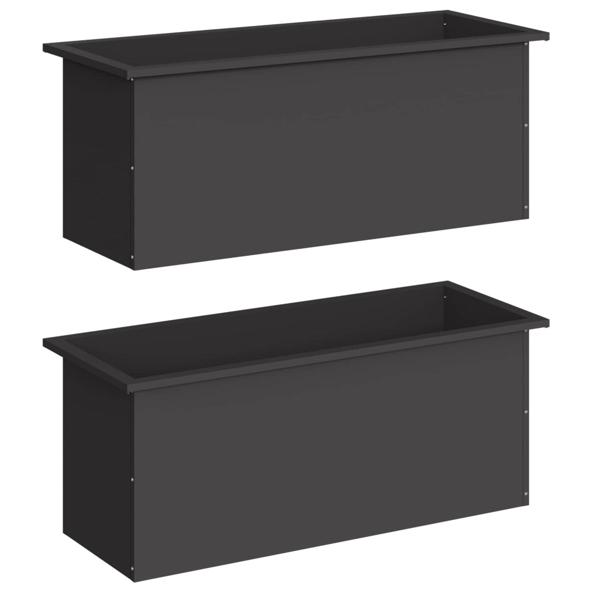 Sodo vazonas su LED 2 vnt. Juoda 40 x 100 x 40 cm Plienas
