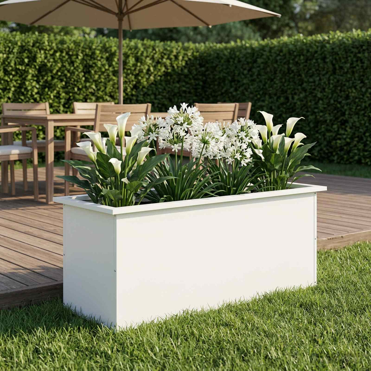 Sodo vazonas su LED Balta 40 x 100 x 40 cm Plienas