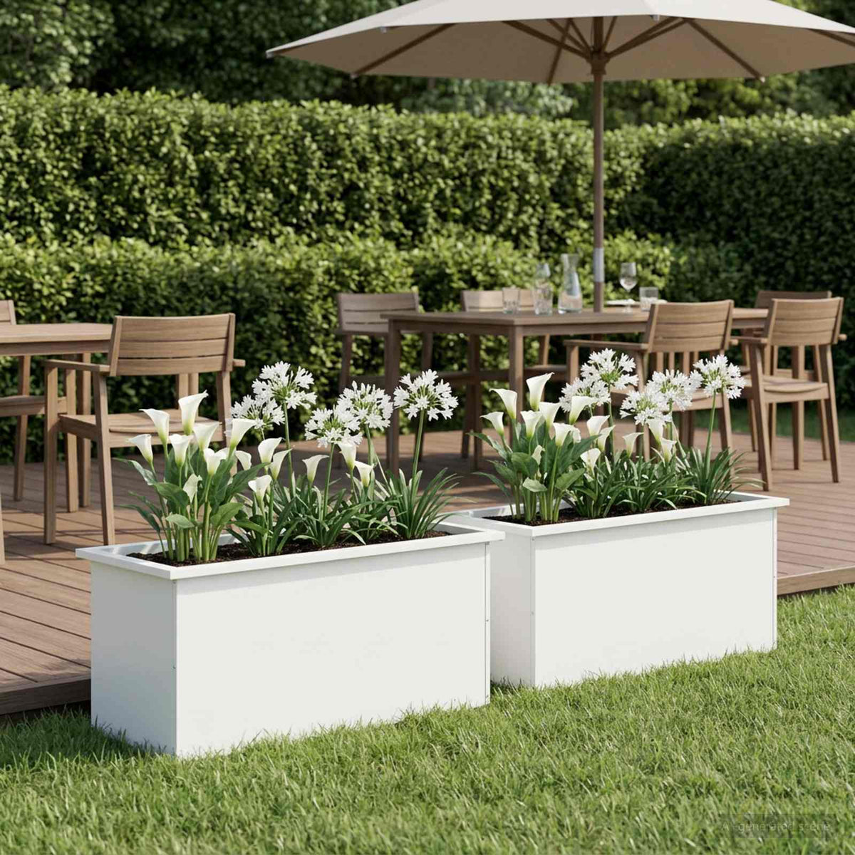 Sodo vazonas su LED 2 vnt. Balta 40 x 100 x 40 cm Plienas