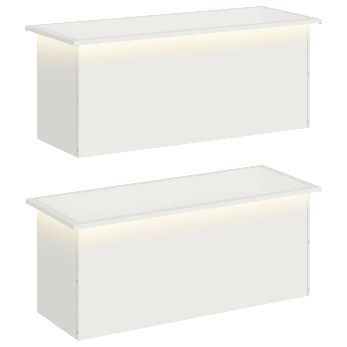 Sodo vazonas su LED 2 vnt. Balta 40 x 100 x 40 cm Plienas