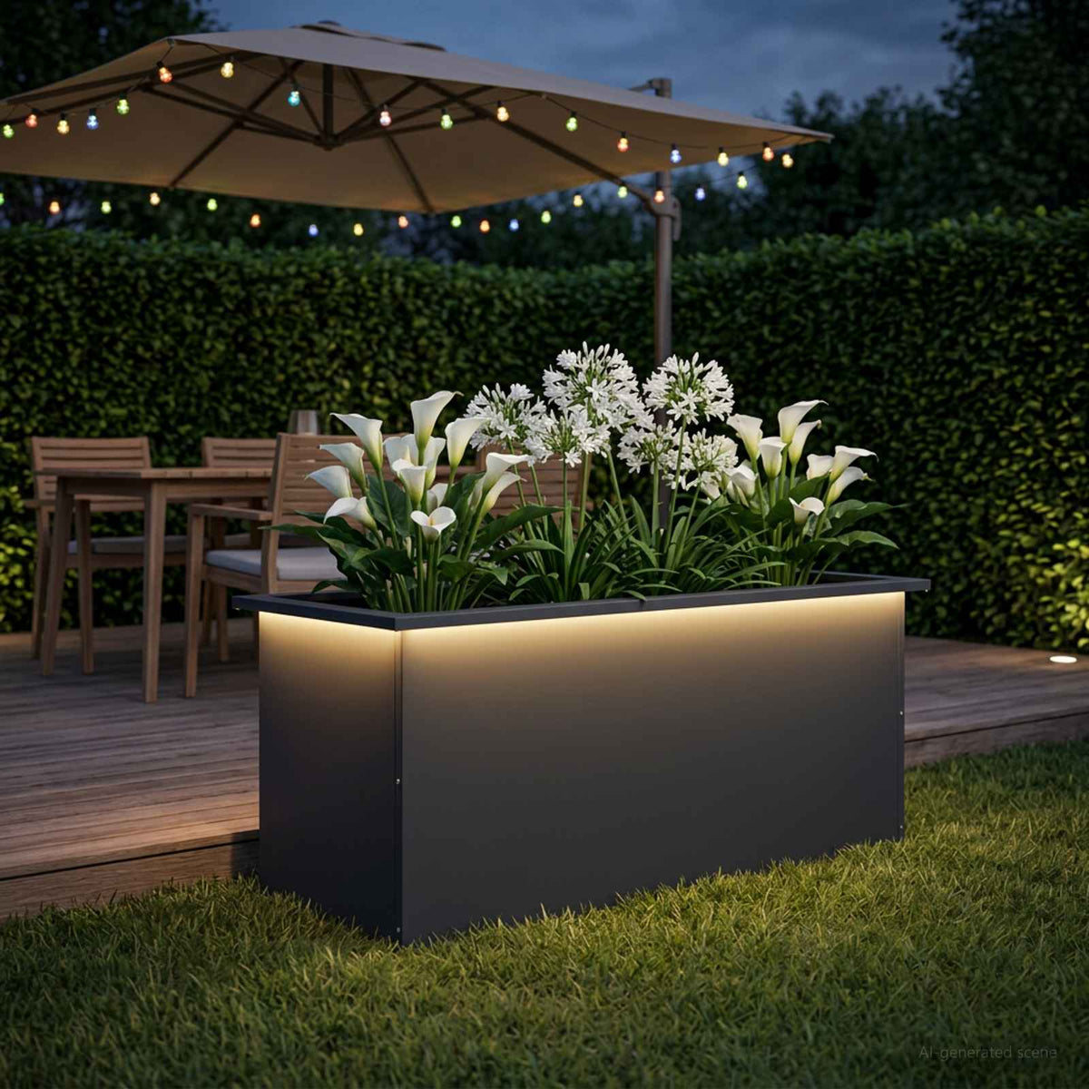 Sodo vazonas su LED Antracitas 40 x 100 x 40 cm Plienas