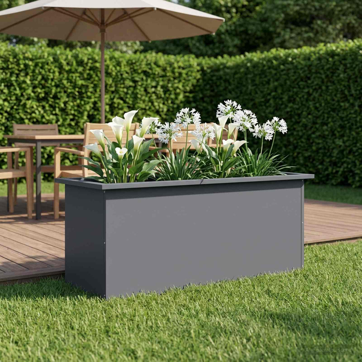 Sodo vazonas su LED Antracitas 40 x 100 x 40 cm Plienas