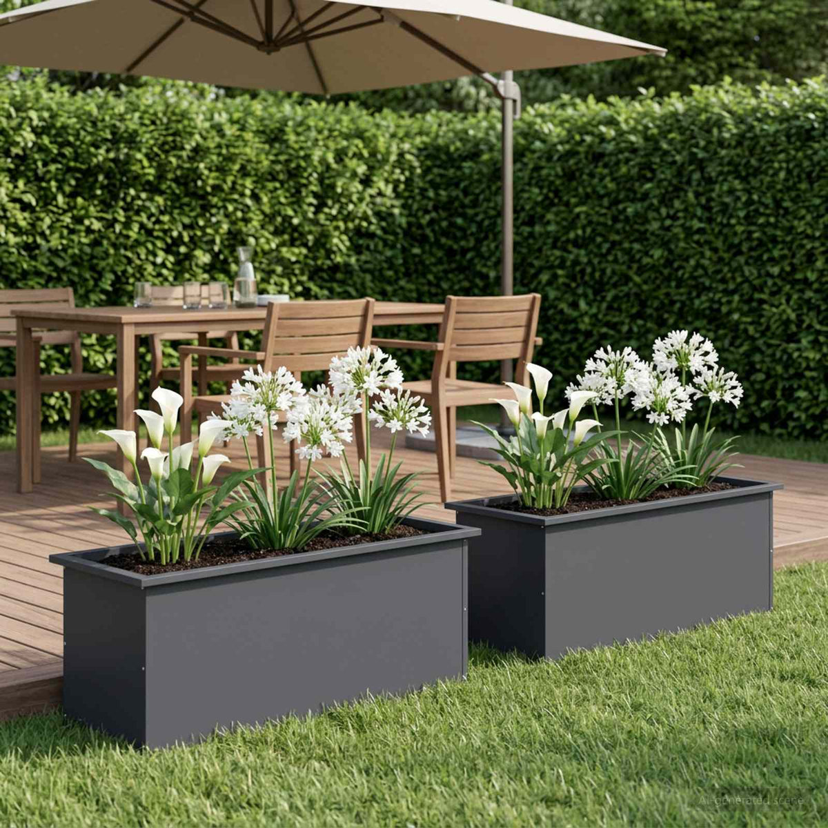 Sodo vazonas su LED 2 vnt. Antracitas 40 x 100 x 40 cm Plienas