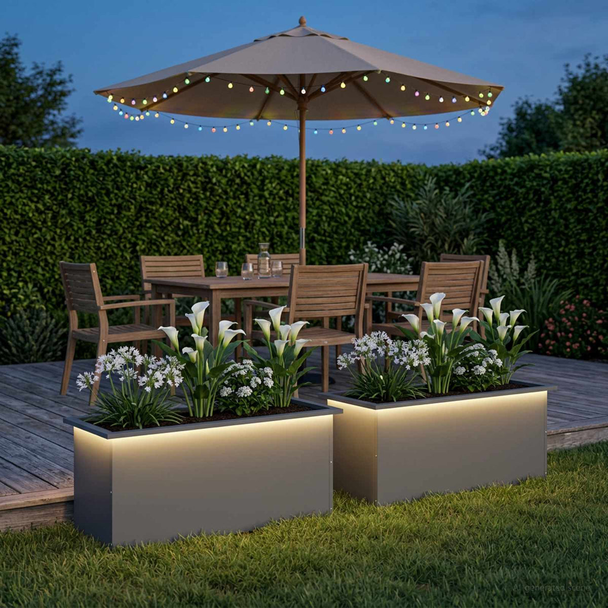 Sodo vazonas su LED 2 vnt. Antracitas 40 x 100 x 40 cm Plienas