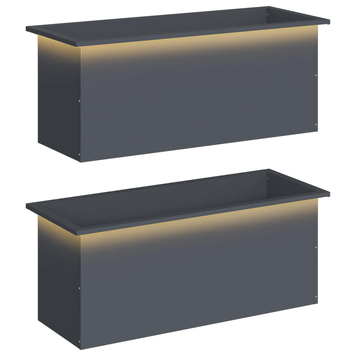 Sodo vazonas su LED 2 vnt. Antracitas 40 x 100 x 40 cm Plienas