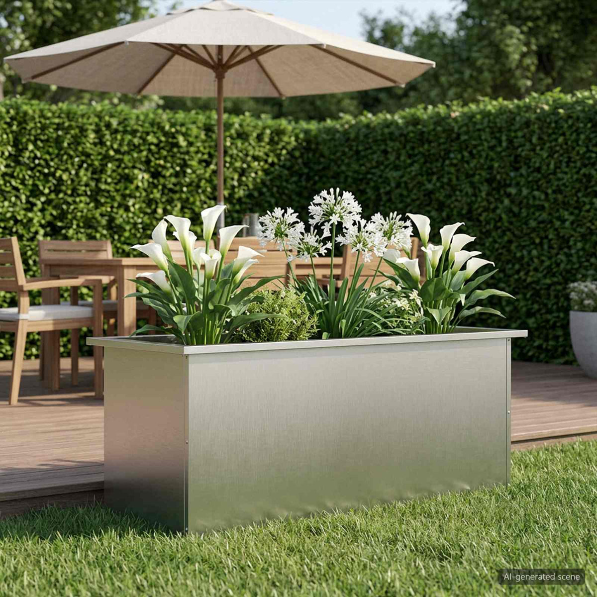 Sodo vazonas su LED Sidabrinė 40 x 100 x 40 cm