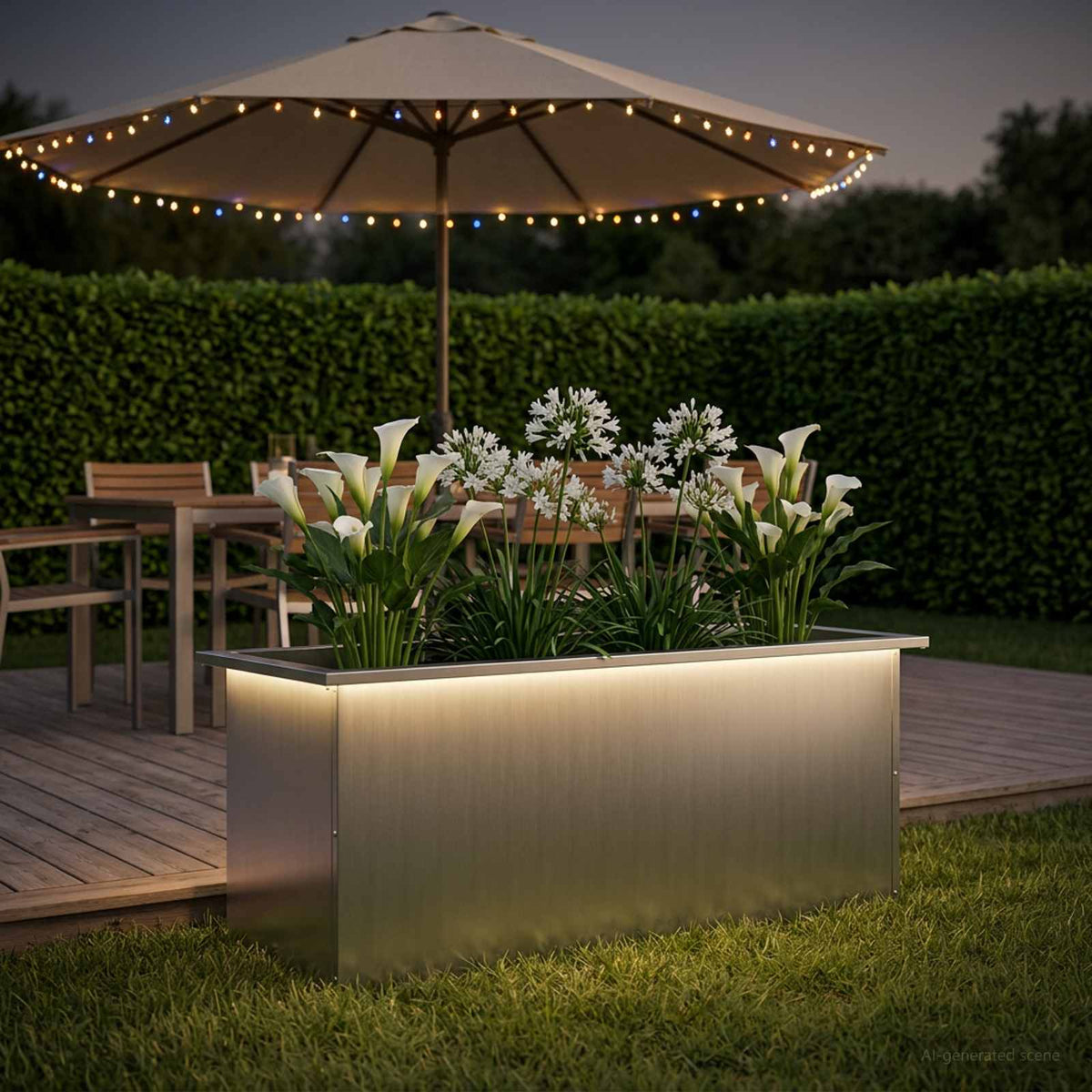 Sodo vazonas su LED Sidabrinė 40 x 100 x 40 cm