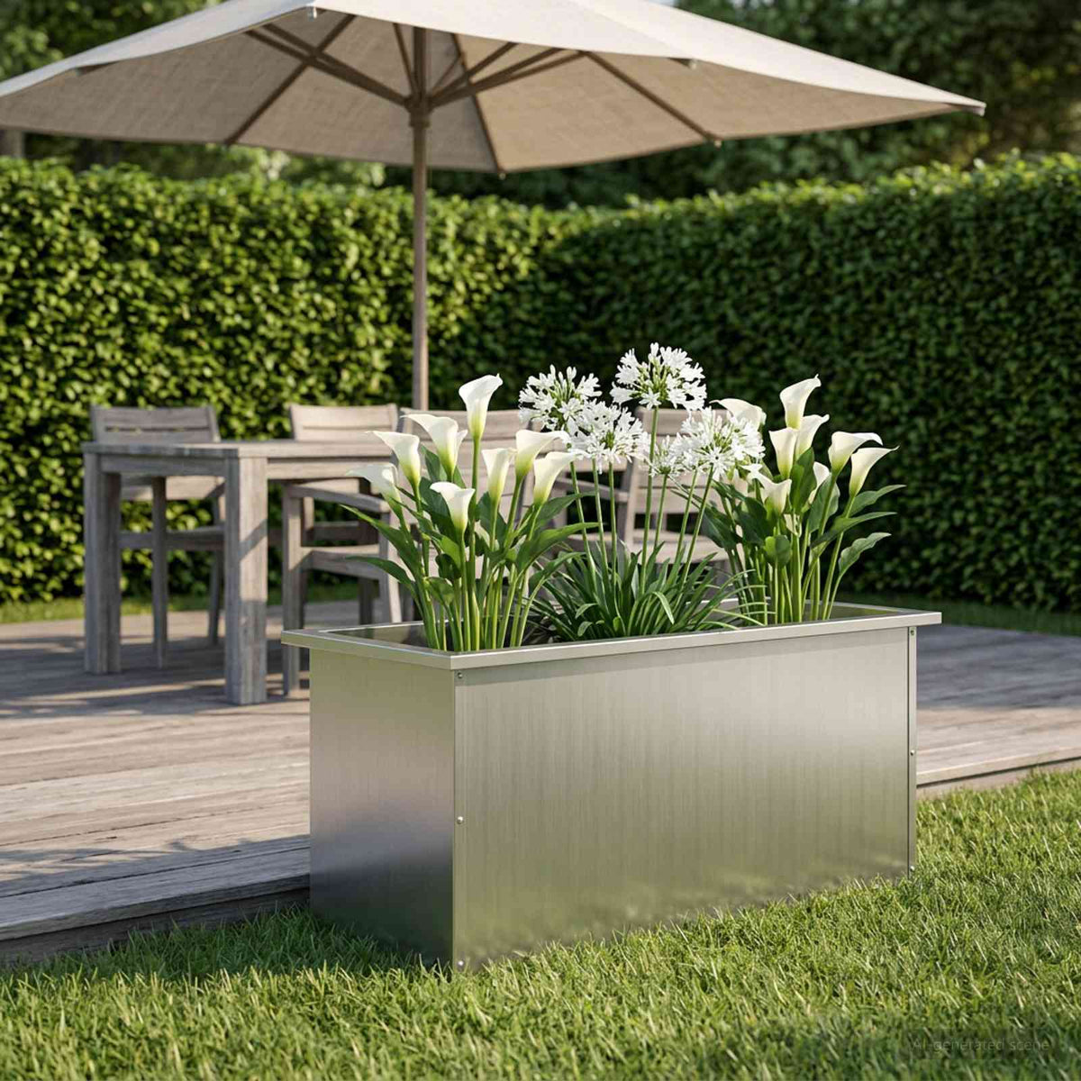 Sodo vazonas su LED Sidabrinė 40 x 100 x 40 cm