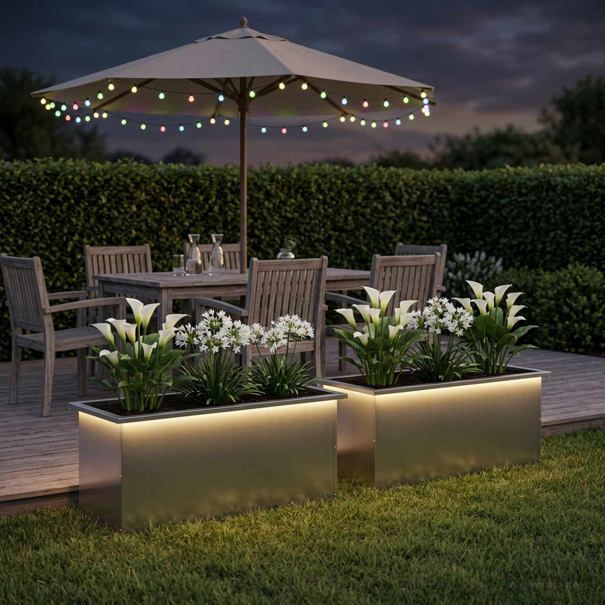 Sodo vazonas su LED 2 vnt. Sidabrinė 40 x 100 x 40 cm