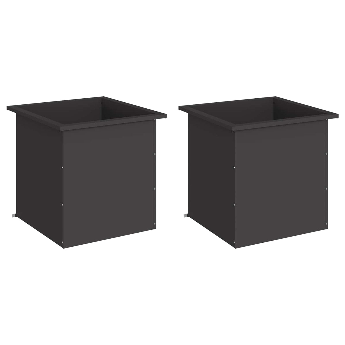 Sodo vazonas su LED 2 vnt. Juoda 50 x 50 x 48 cm Plienas