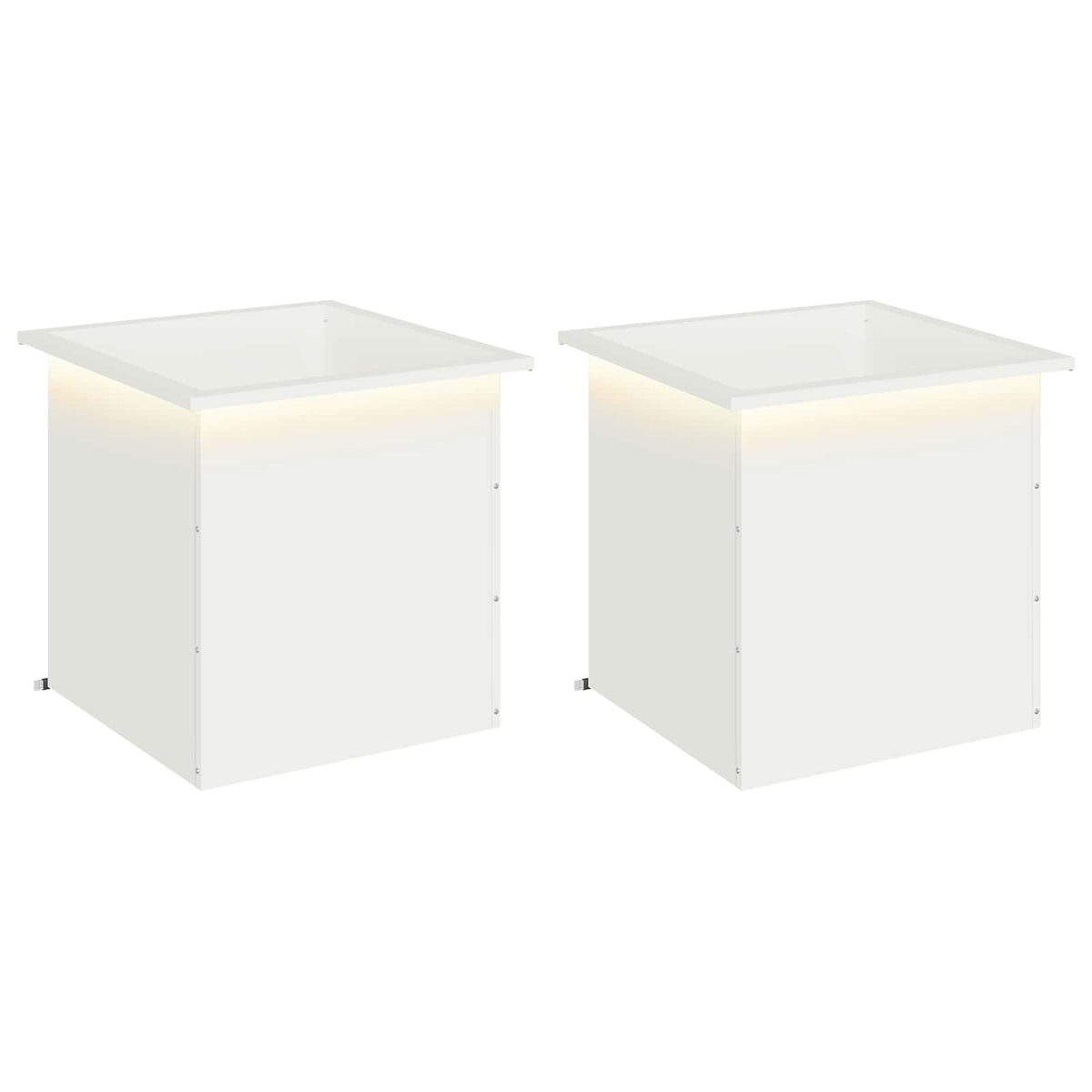 Sodo vazonas su LED 2 vnt. Balta 50 x 50 x 48 cm Plienas