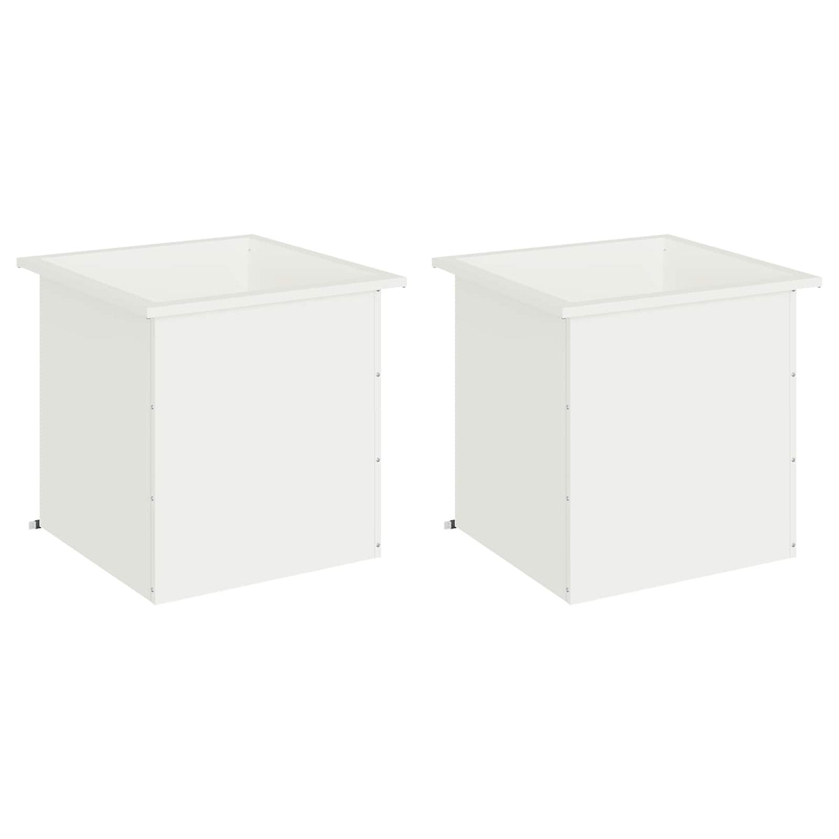 Sodo vazonas su LED 2 vnt. Balta 50 x 50 x 48 cm Plienas