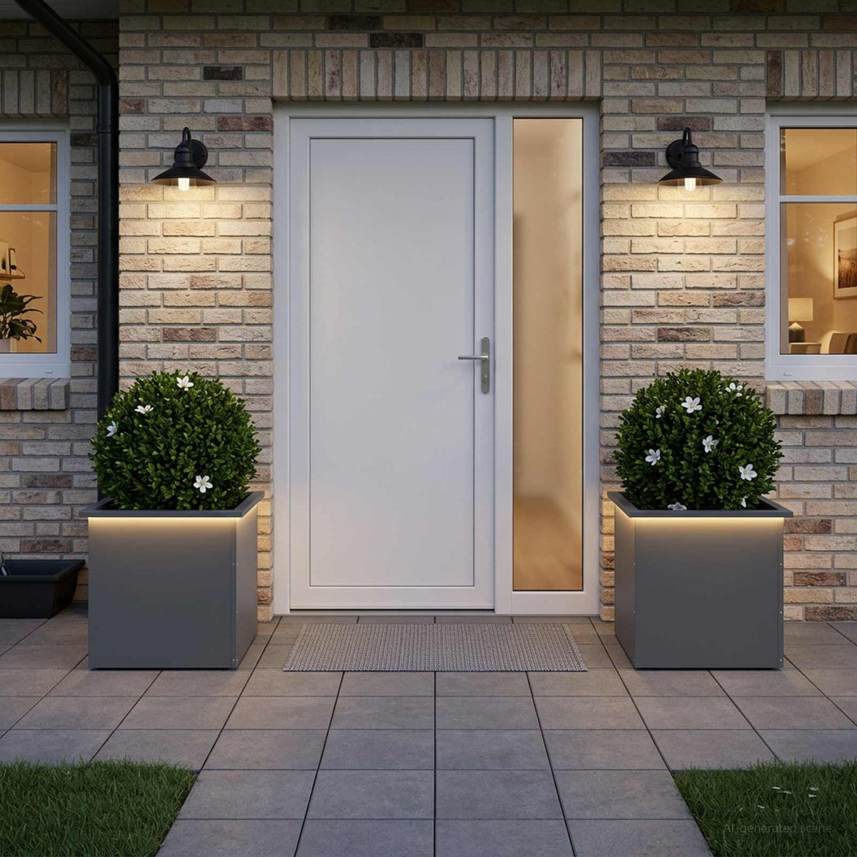Sodo vazonas su LED 2 vnt. Antracitas 50 x 50 x 48 cm Plienas