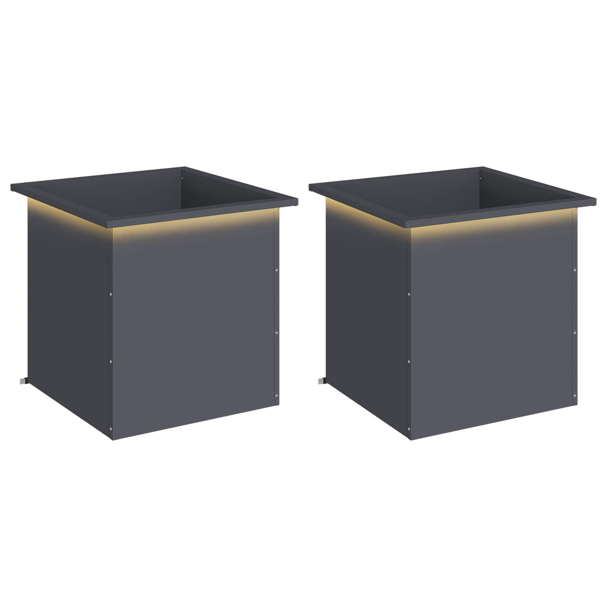 Sodo vazonas su LED 2 vnt. Antracitas 50 x 50 x 48 cm Plienas