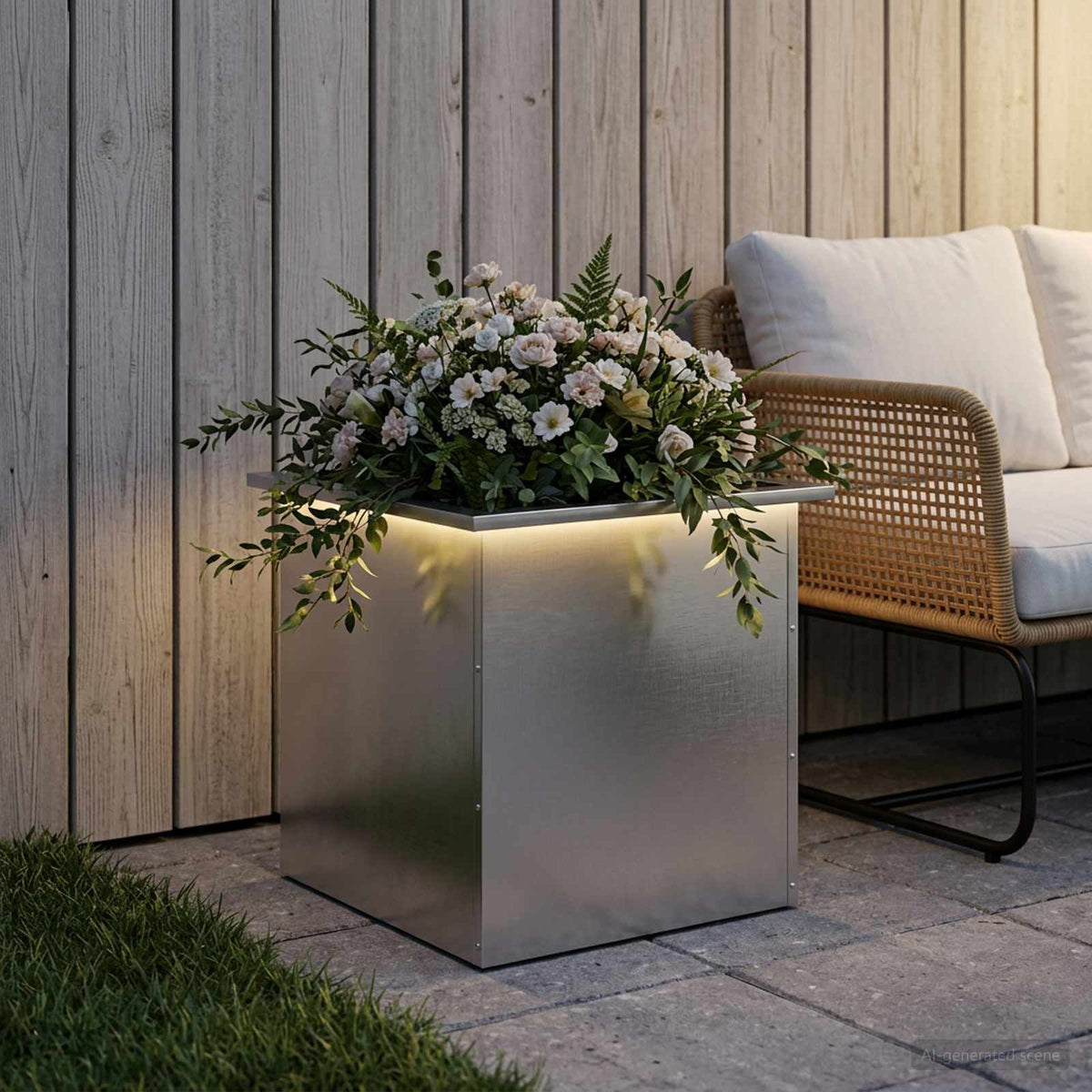 Sodo vazonas su LED Sidabrinė 50 x 50 x 48 cm