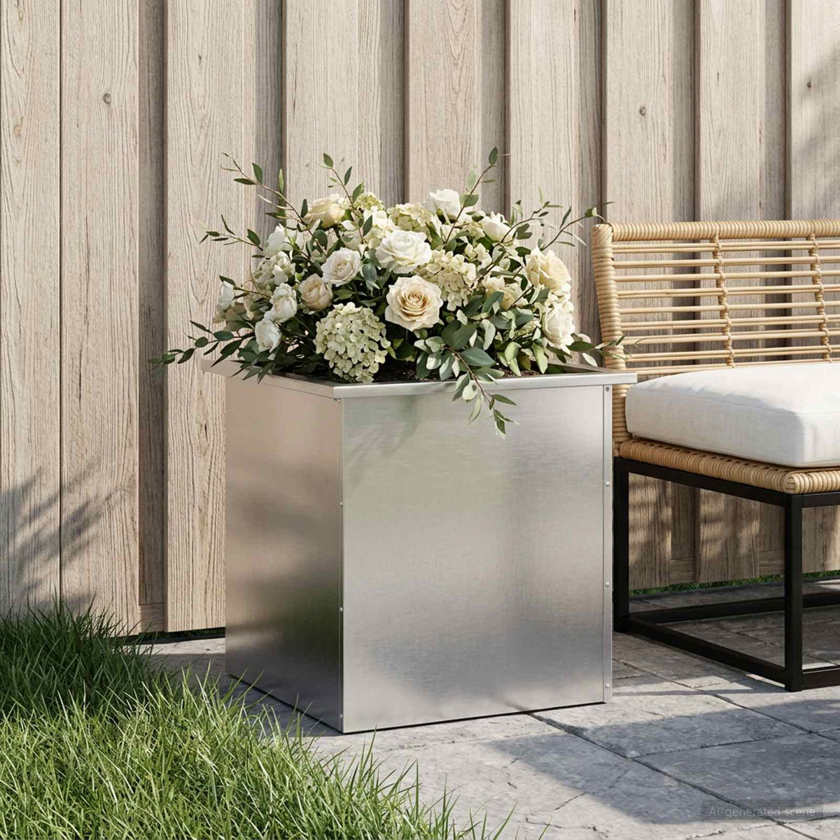 Sodo vazonas su LED Sidabrinė 50 x 50 x 48 cm