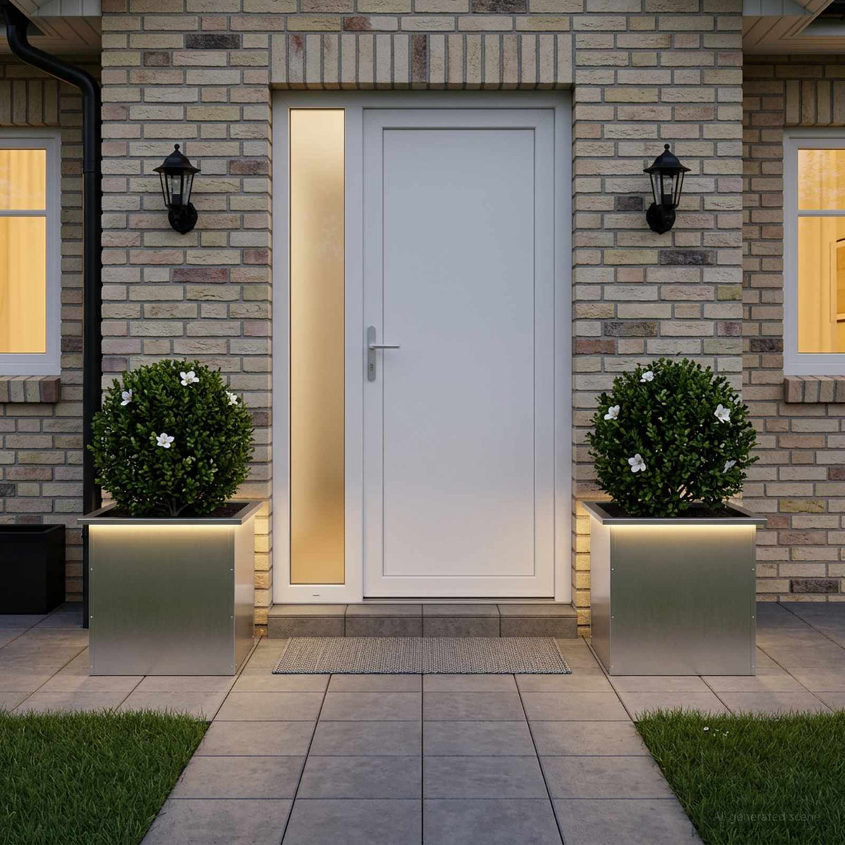 Sodo vazonas su LED 2 vnt. Sidabrinė 50 x 50 x 48 cm