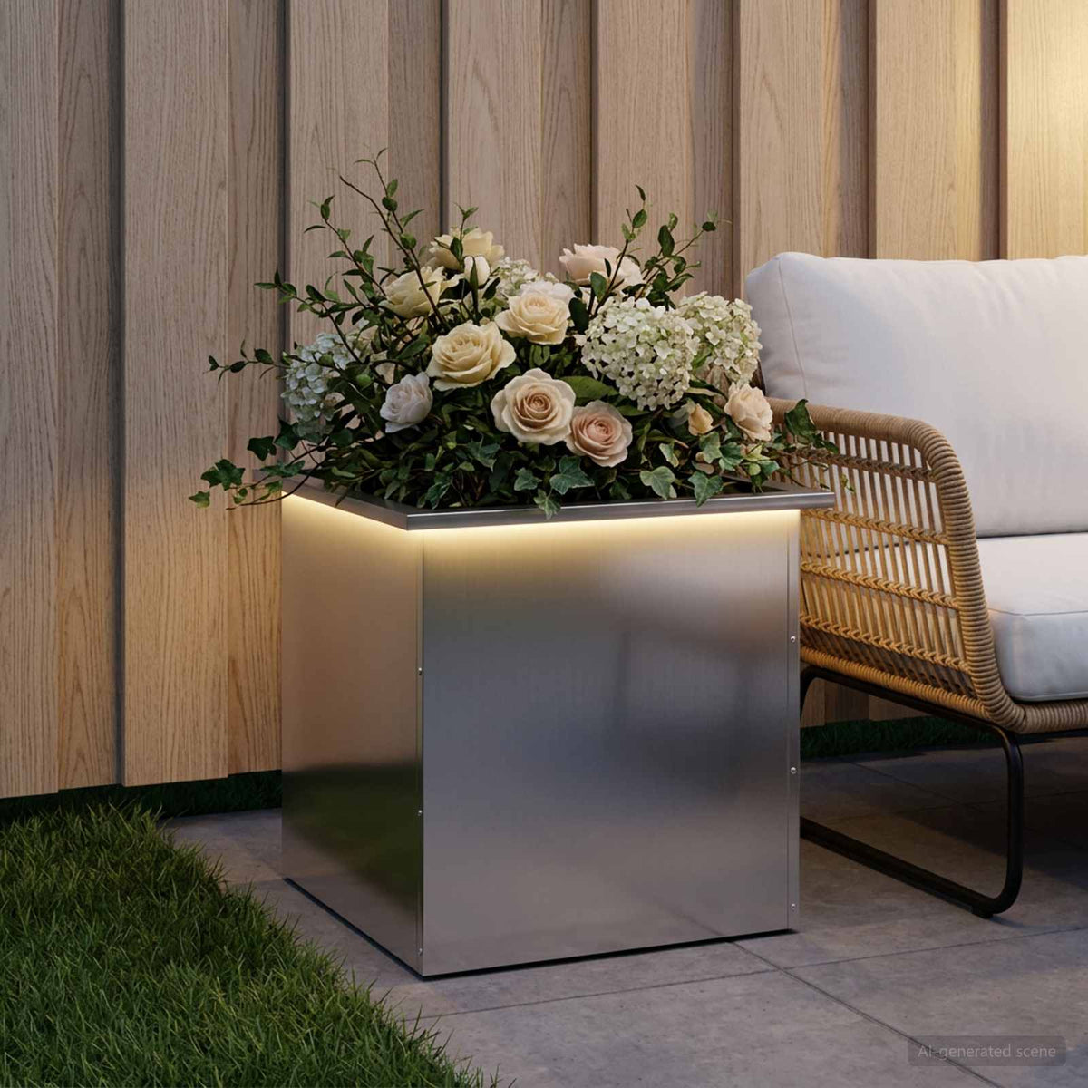 Sodo vazonas su LED Sidabrinė 50 x 50 x 48 cm
