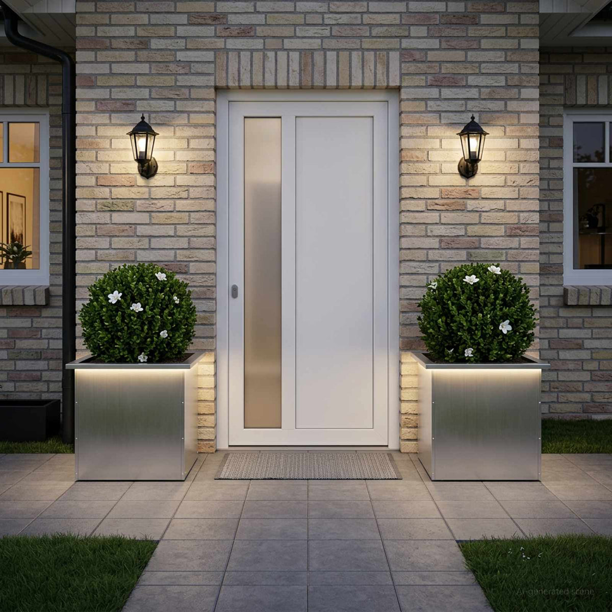 Sodo vazonas su LED 2 vnt. Sidabrinė 50 x 50 x 48 cm