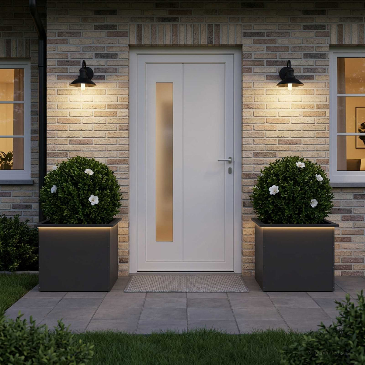Sodo vazonas su LED 2 vnt. Juoda 50 x 60 x 48 cm Plienas