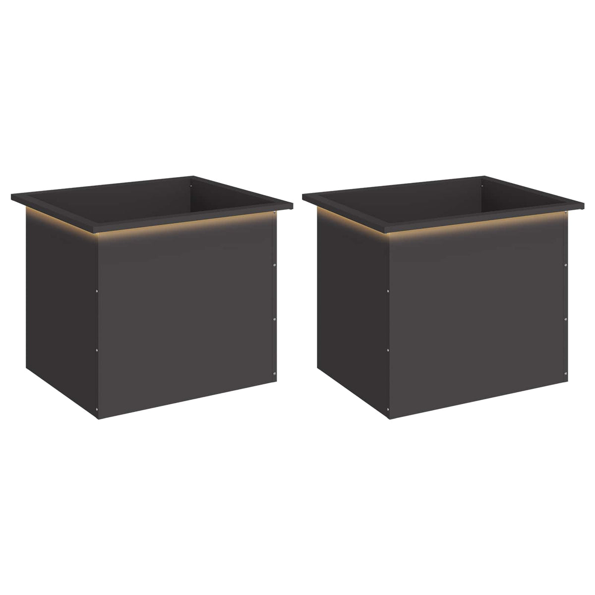 Sodo vazonas su LED 2 vnt. Juoda 50 x 60 x 48 cm Plienas