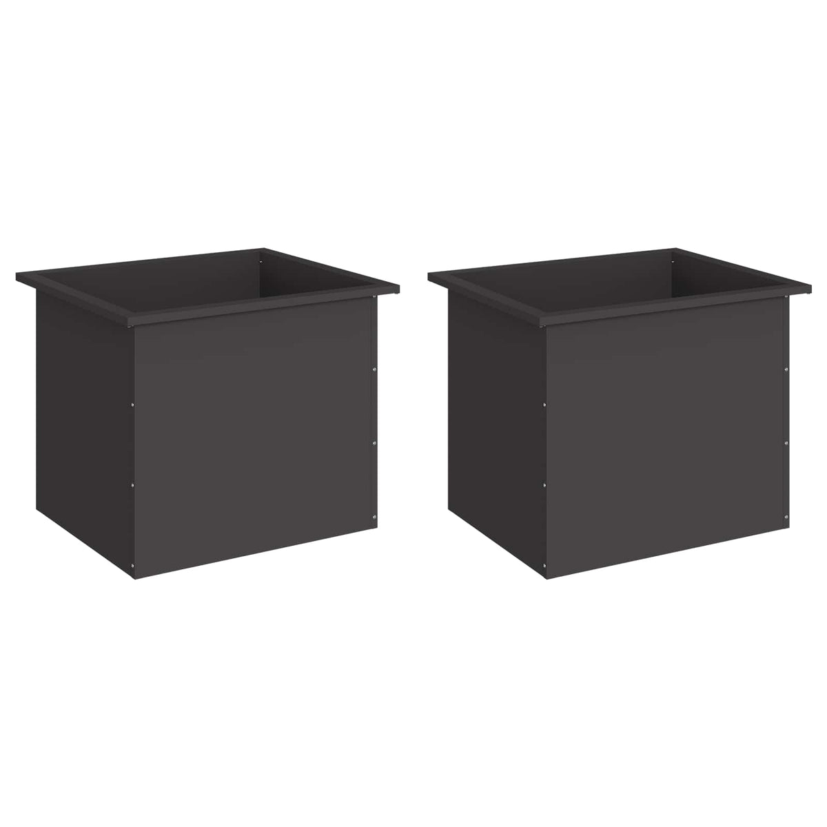 Sodo vazonas su LED 2 vnt. Juoda 50 x 60 x 48 cm Plienas