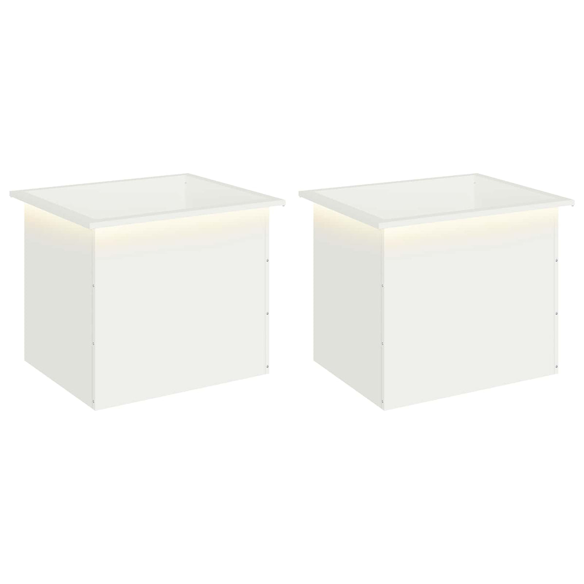 Sodo vazonas su LED 2 vnt. Balta 50 x 60 x 48 cm Plienas