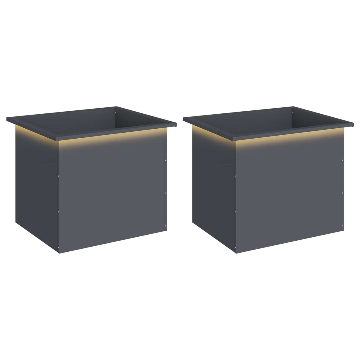 Sodo vazonas su LED 2 vnt. Antracitas 50 x 60 x 48 cm Plienas