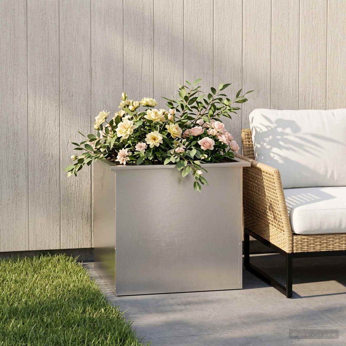 Sodo vazonas su LED Sidabrinė 50 x 60 x 48 cm