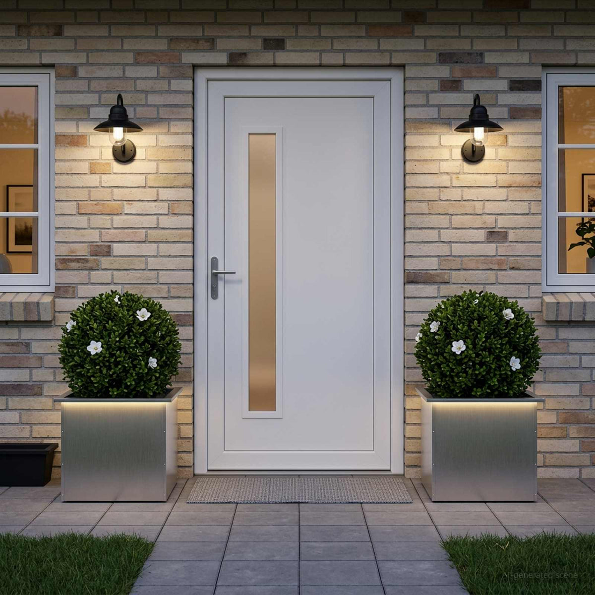 Sodo vazonas su LED 2 vnt. Sidabrinė 50 x 60 x 48 cm
