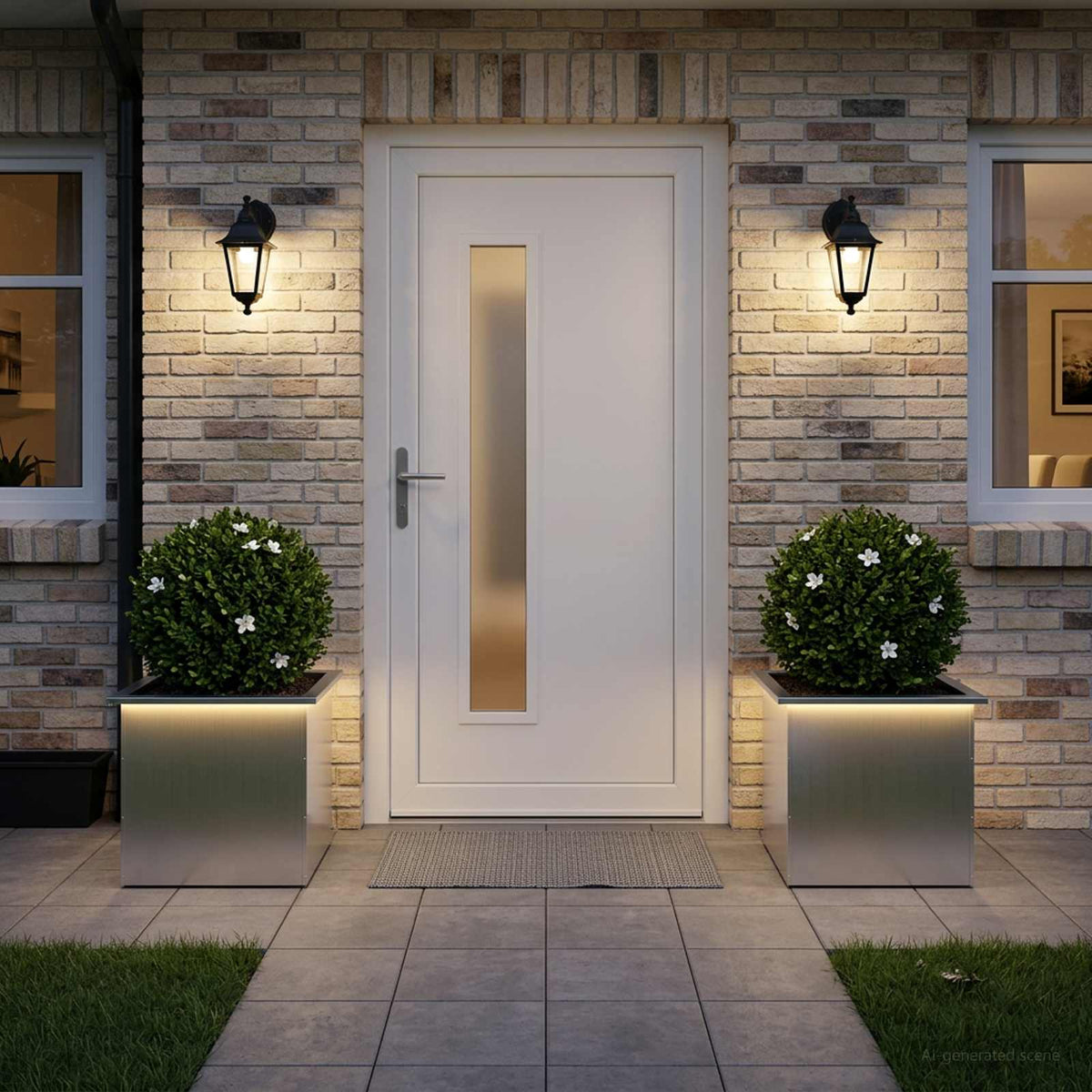 Sodo vazonas su LED 2 vnt. Sidabrinė 50 x 60 x 48 cm