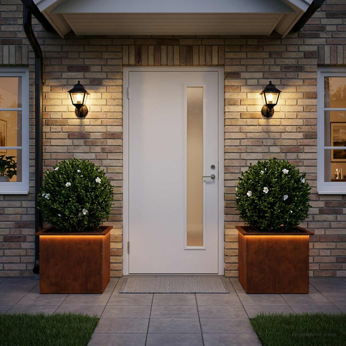 Sodo vazonas su LED 2 vnt. Rūdijanti 50 x 60 x 48 cm