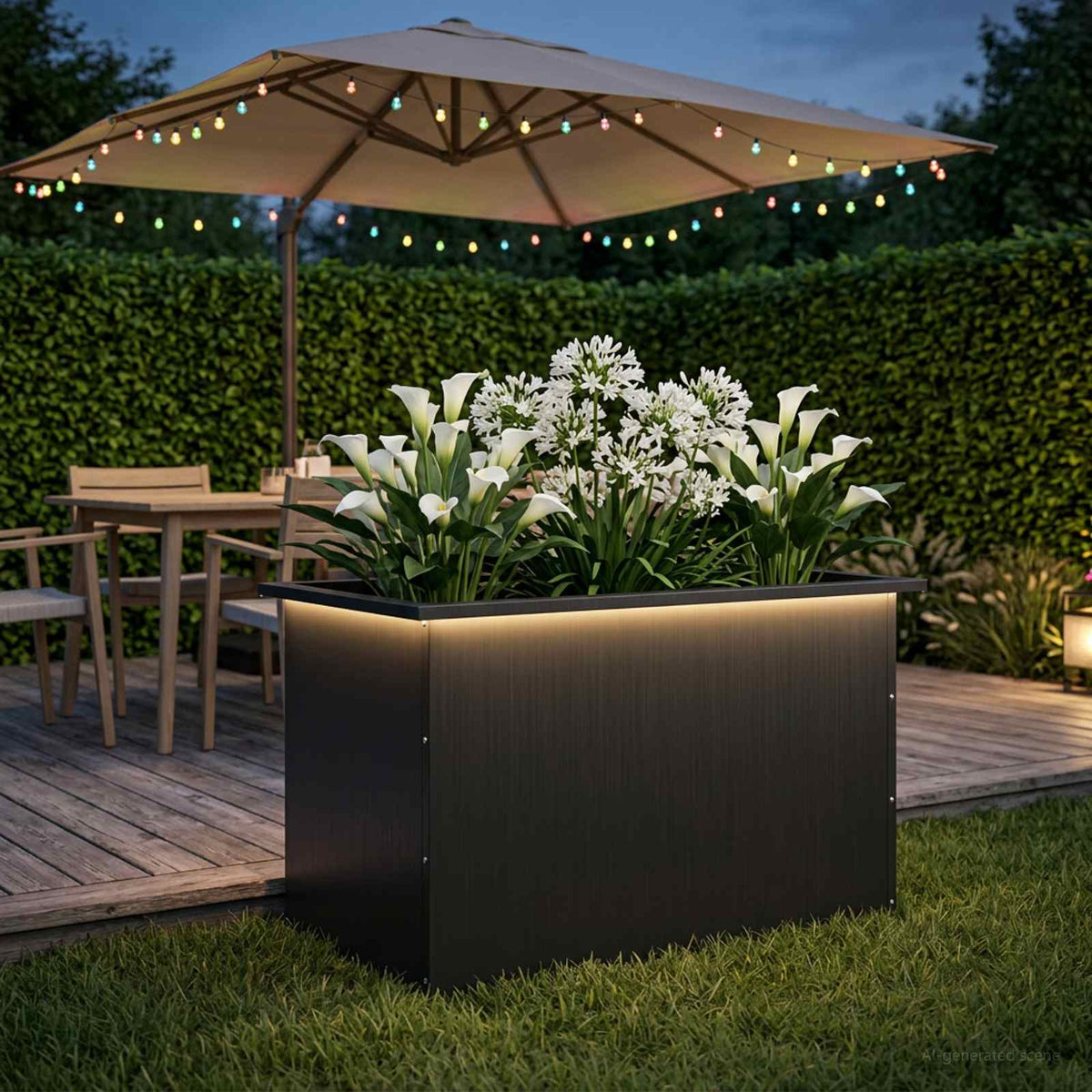 Sodo vazonas su LED Juoda 50 x 80 x 48 cm Plienas