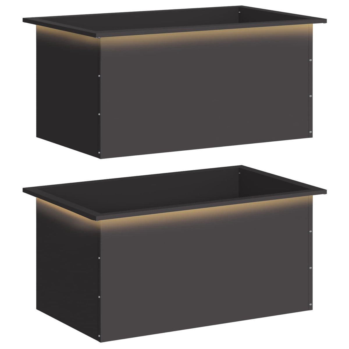 Sodo vazonas su LED 2 vnt. Juoda 50 x 80 x 48 cm Plienas