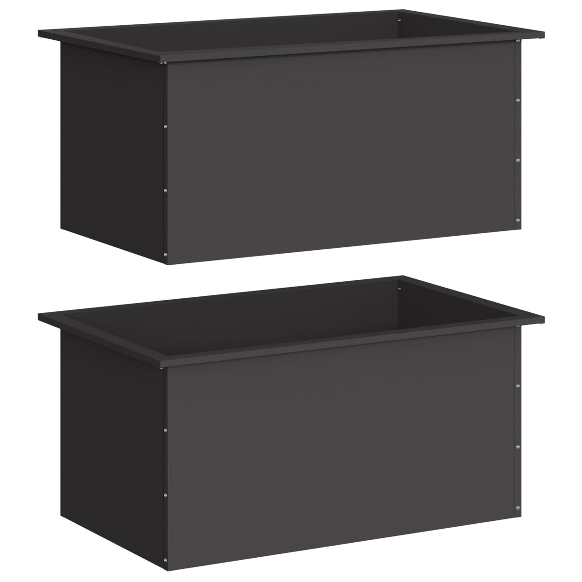 Sodo vazonas su LED 2 vnt. Juoda 50 x 80 x 48 cm Plienas