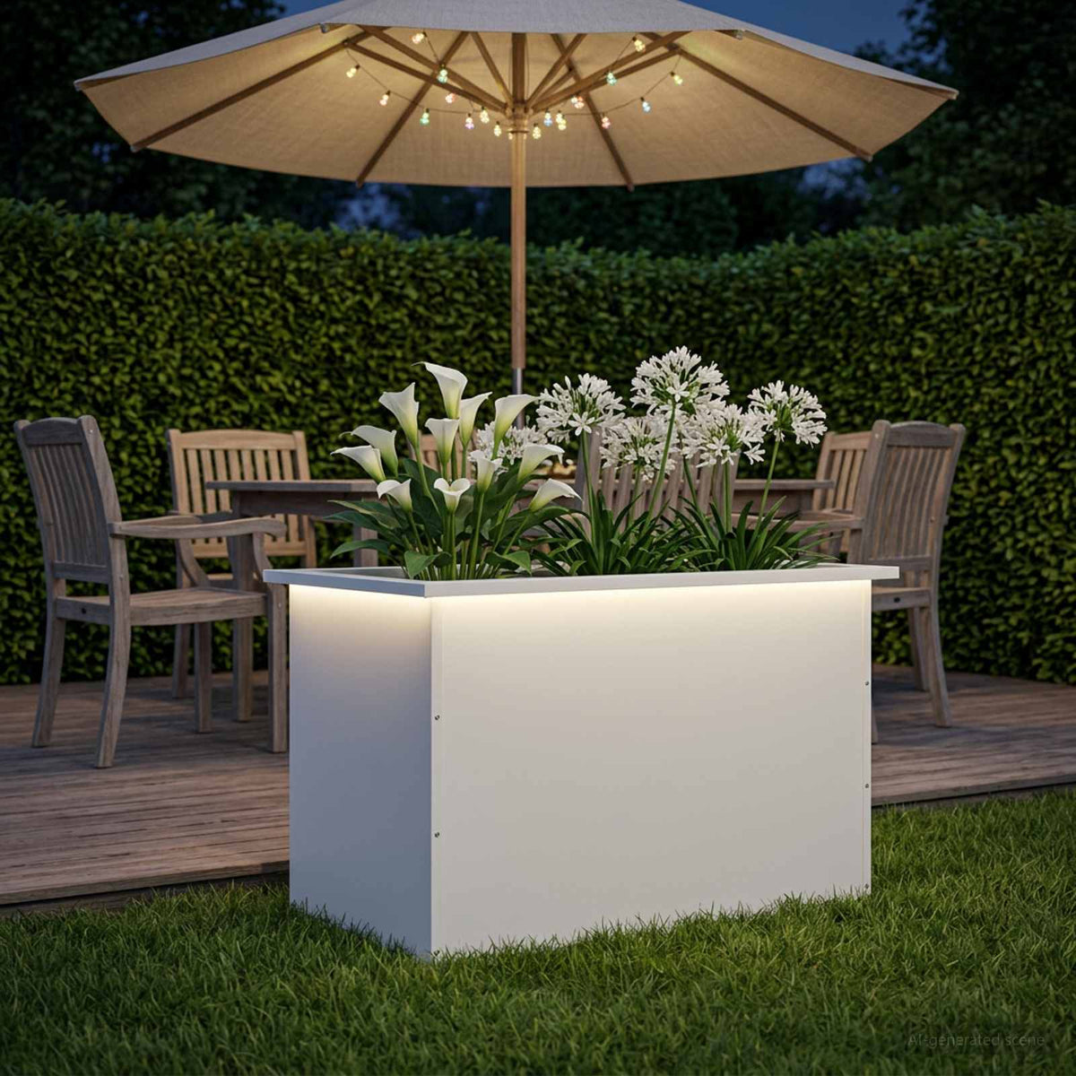 Sodo vazonas su LED Balta 50 x 80 x 48 cm Plienas