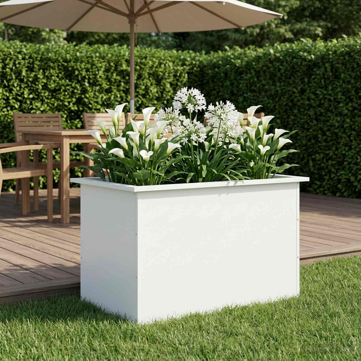 Sodo vazonas su LED Balta 50 x 80 x 48 cm Plienas