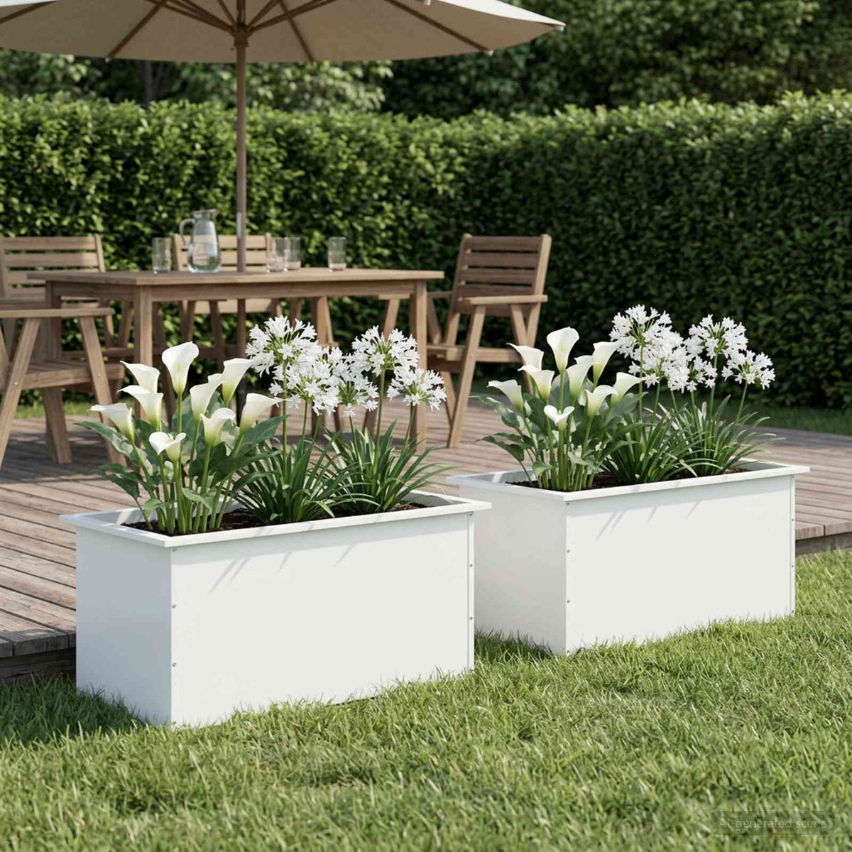 Sodo vazonas su LED 2 vnt. Balta 50 x 80 x 48 cm Plienas