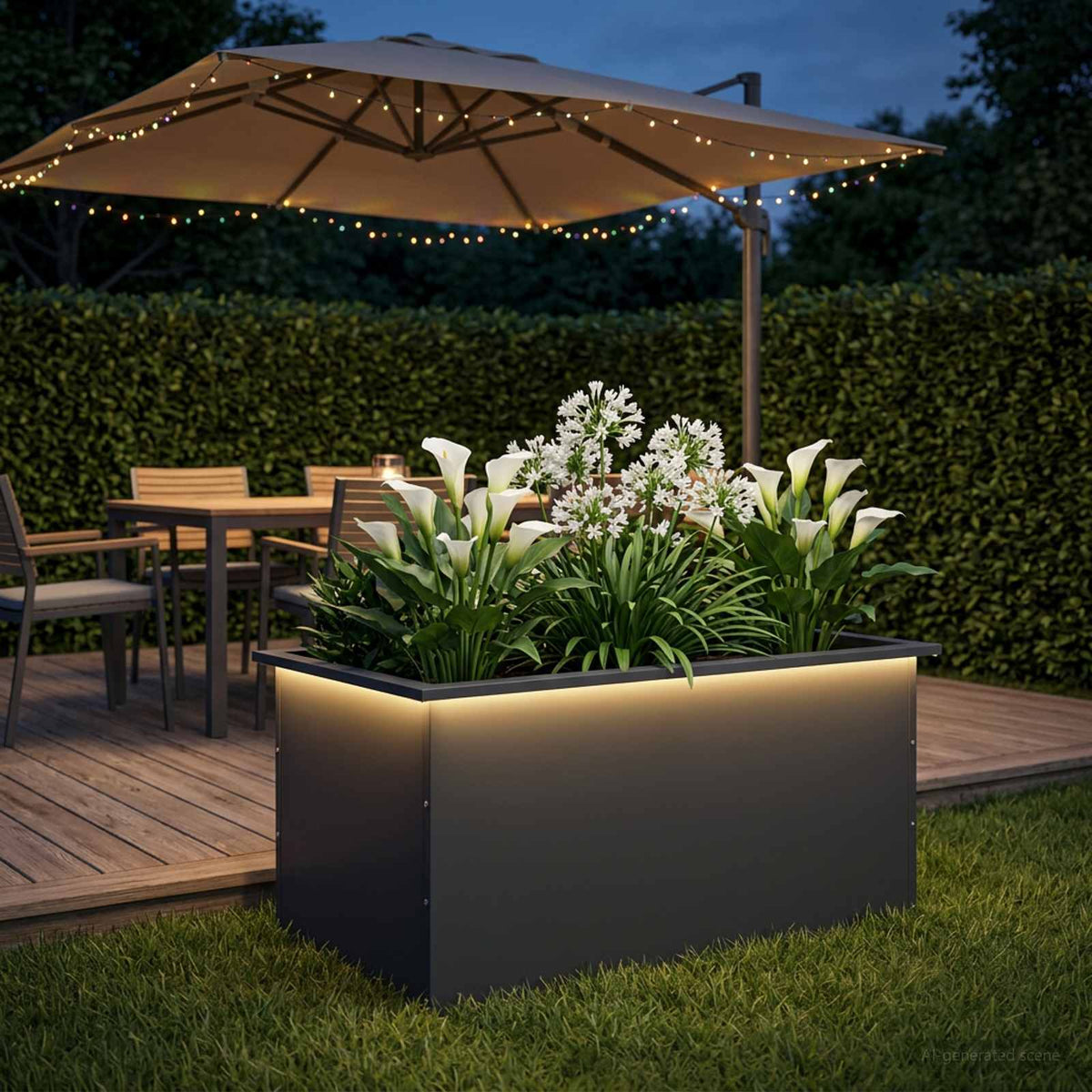 Sodo vazonas su LED Antracitas 50 x 80 x 48 cm Plienas