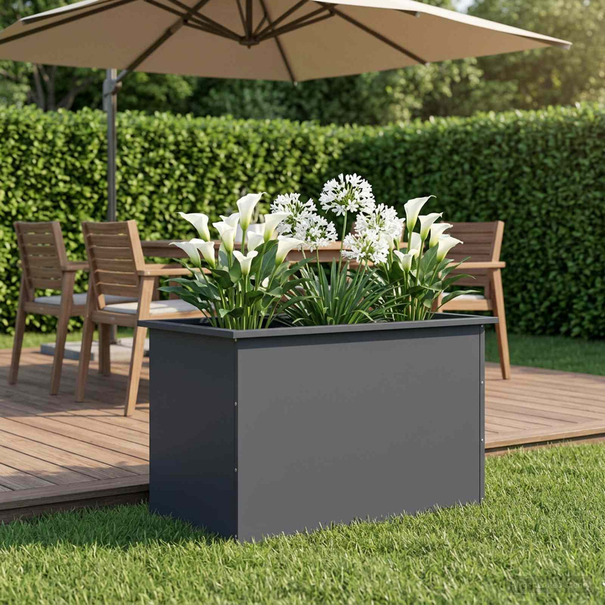 Sodo vazonas su LED Antracitas 50 x 80 x 48 cm Plienas