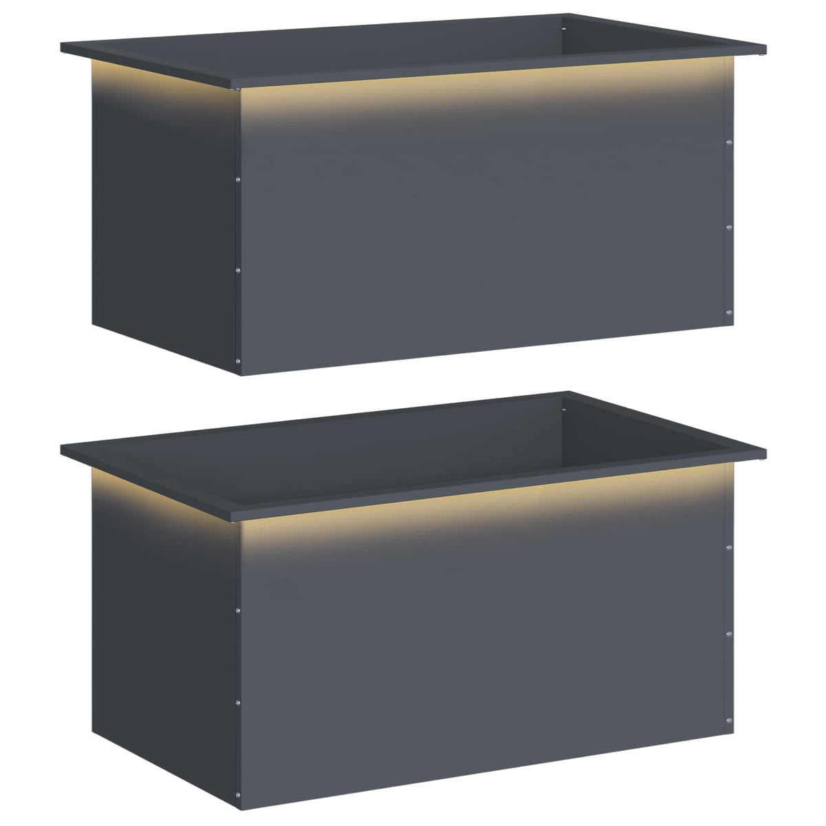 Sodo vazonas su LED 2 vnt. Antracitas 50 x 80 x 48 cm Plienas