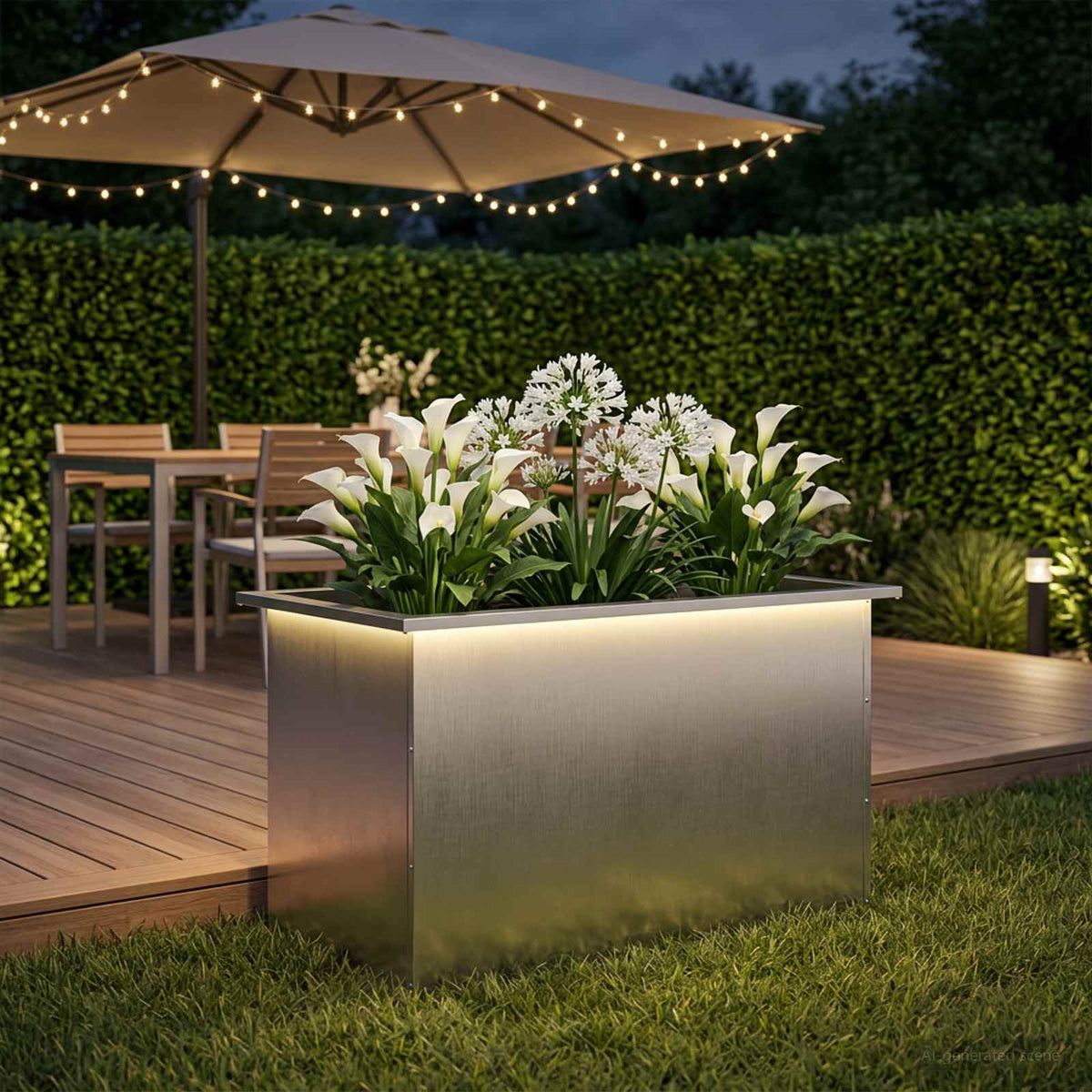 Sodo vazonas su LED Sidabrinė 50 x 80 x 48 cm