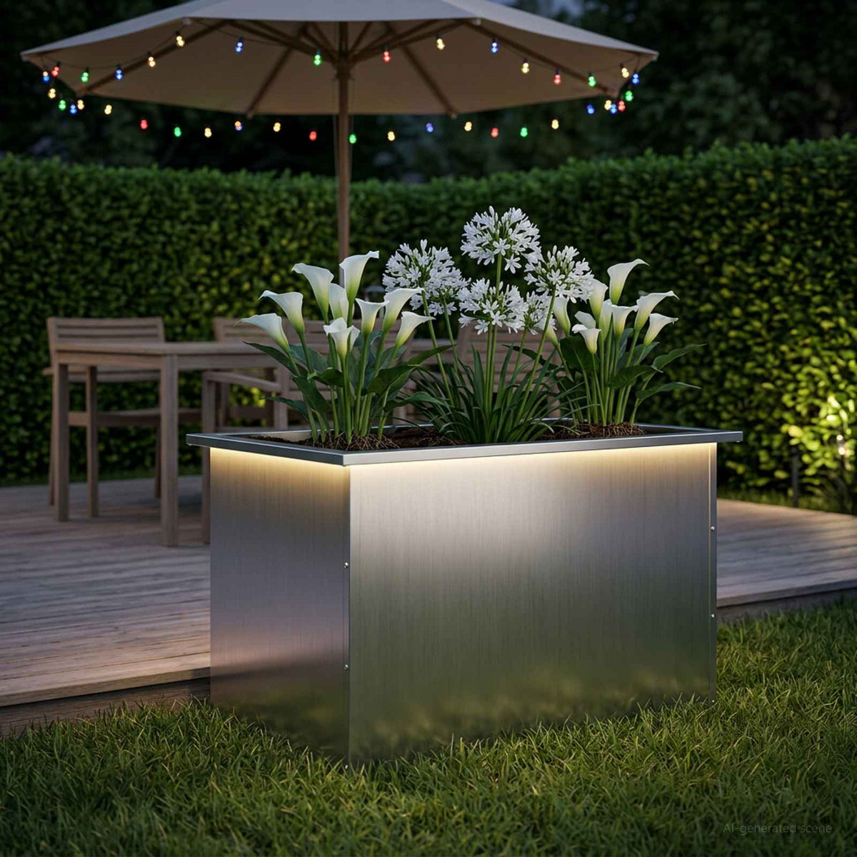 Sodo vazonas su LED Sidabrinė 50 x 80 x 48 cm