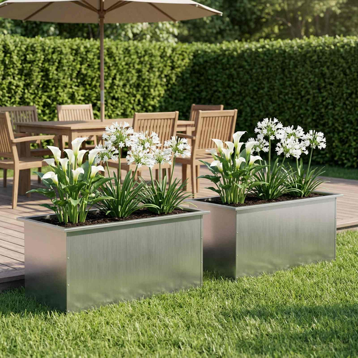 Sodo vazonas su LED 2 vnt. Sidabrinė 50 x 80 x 48 cm