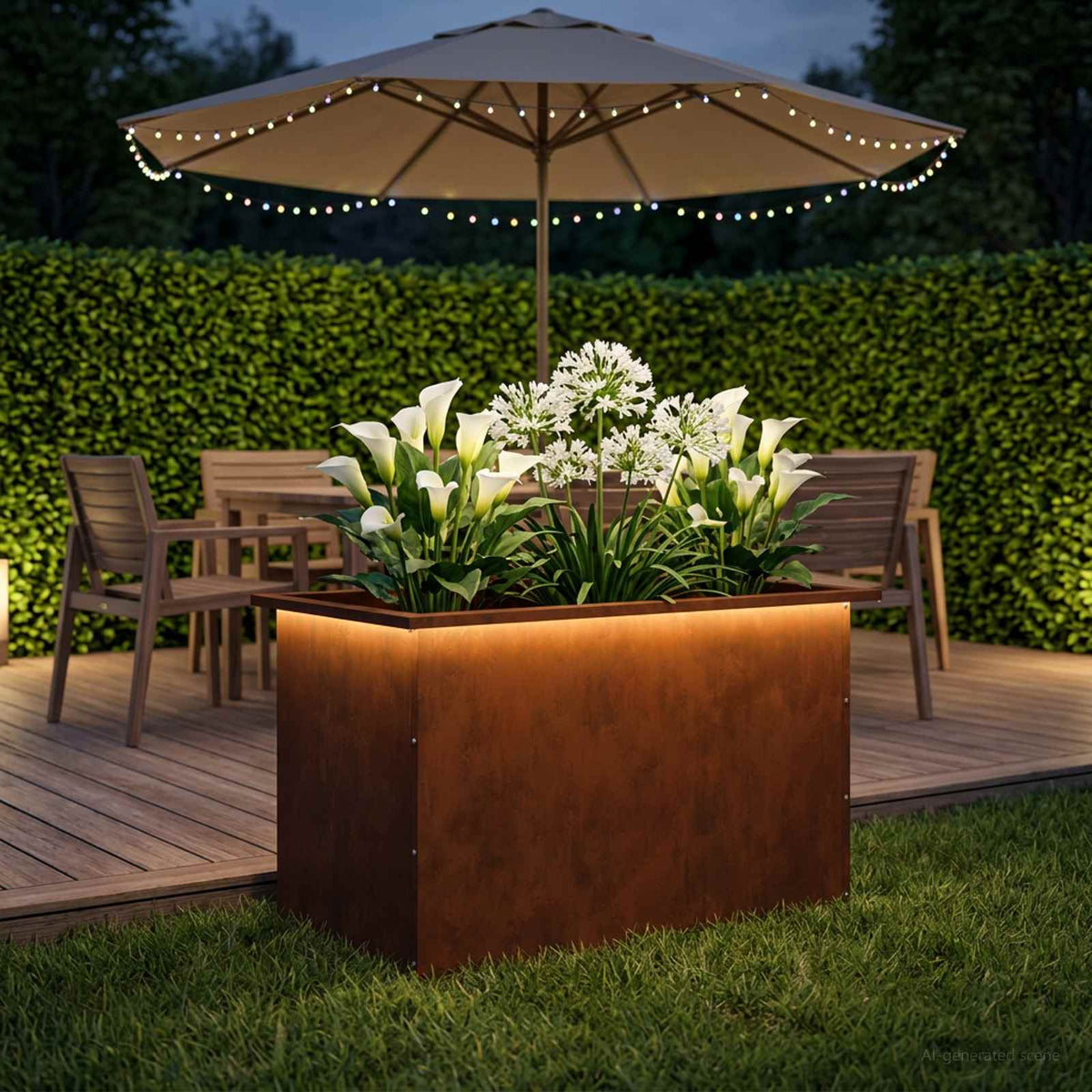 Sodo vazonas su LED Rūdijanti 50 x 80 x 48 cm
