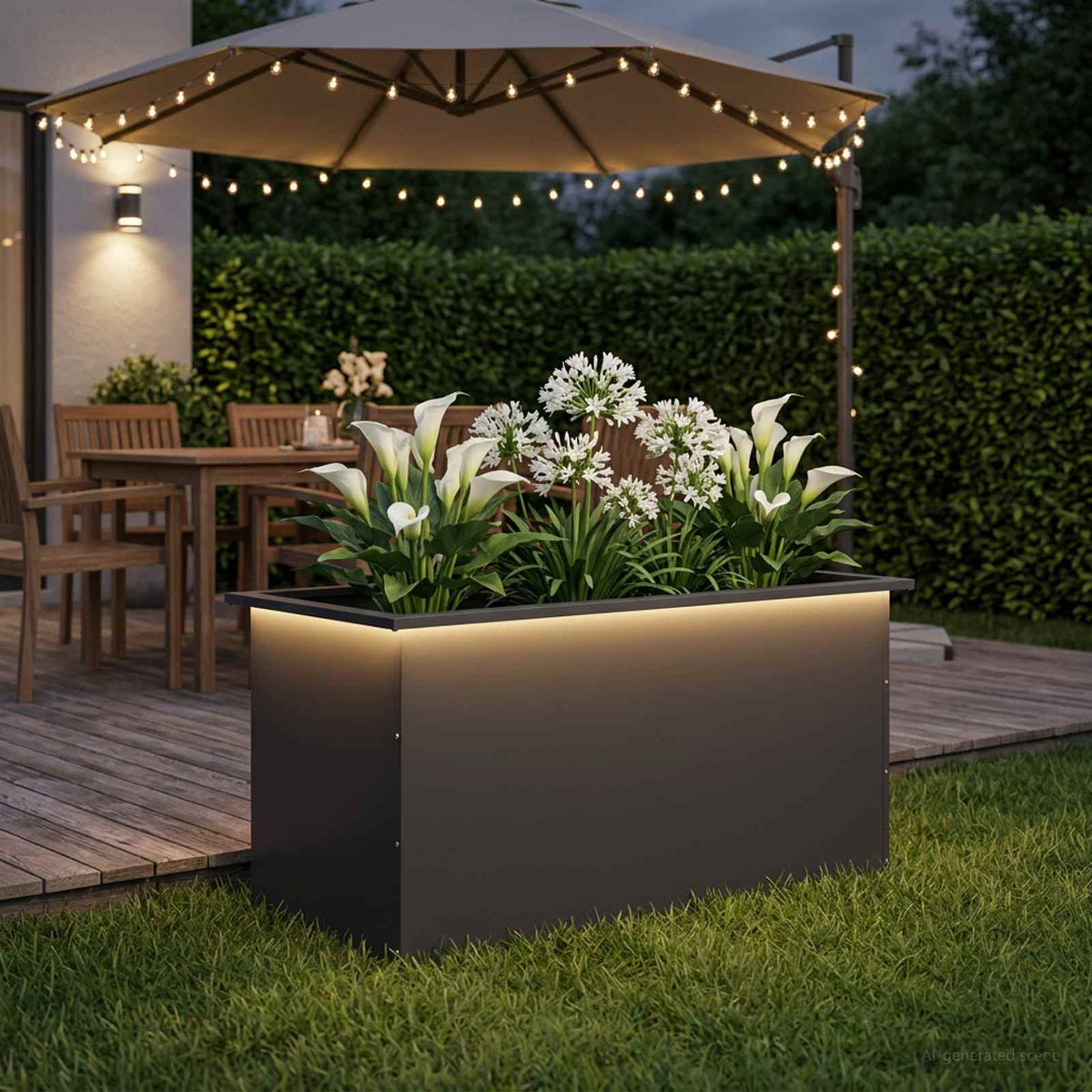 Sodo vazonas su LED Juoda 50 x 100 x 48 cm Plienas
